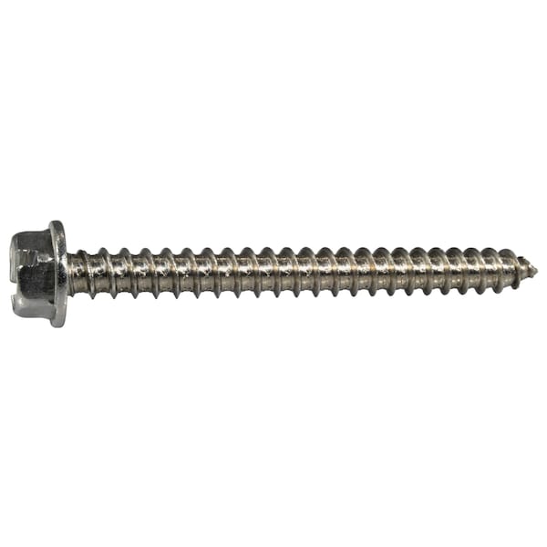 Midwest Fastener Sheet Metal Screw, #14 x 2-1/2 in, 18-8 Stainless Steel Flange Hex Head Slotted Drive, 50 PK 53687 - main